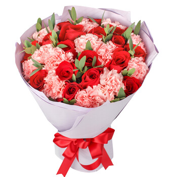 康乃馨花束母亲节全国送花北京上海广州生日送长辈 33朵红玫瑰粉康