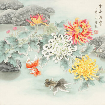 职业画家 萧泽龙 《金玉满堂》06拍卖已结束北京美协会员 凌雪《梅