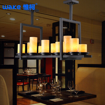 惟柯(wake)北欧美式乡村吊灯 中式创意LED烛台云石复古餐厅工业控吊灯WD988 95cm长方形送3WLED