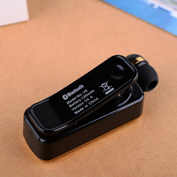 VEVA V8 入耳式防噪音4.0运动车载音乐蓝牙耳机商务伸缩领夹耳塞式立体声通用 黑色金边