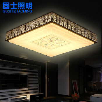 固士 客厅led吸顶灯具 简约遥控客厅灯卧室灯餐厅灯饰1033 方形94*64cm三色光遥控