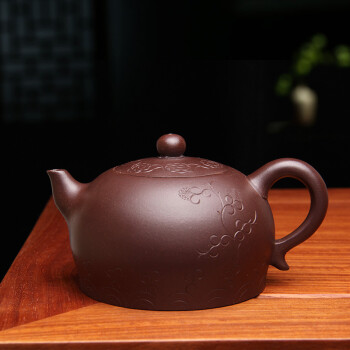 美しい【典藏*紫砂精彫紫砂壺*鏤空壺】茶壺容量：300cc 中国古美術極美
