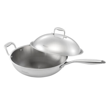 
                                        Momscook 德国工艺 304 不锈钢炒锅 少油烟 炒菜锅 电磁炉通用30cm 32cm                