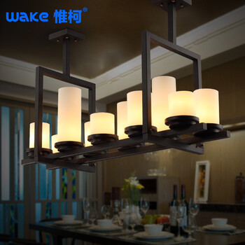 惟柯(wake)北欧美式乡村吊灯 中式创意LED烛台云石复古餐厅工业控吊灯WD988 95cm长方形送3WLED
