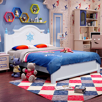 5米公主床现代单人床简约白色床 卧室家具 蓝色款c385_现价-1元