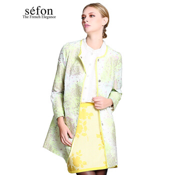sefon臣枫 甜美修身刺绣精美钉珠风衣外套9220WA551 花绿/MN3 M/160