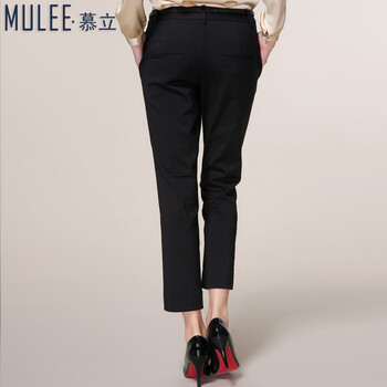 Mulee/慕立2015新款秋装女装韩版修身显瘦百搭休闲裤 九分直筒小脚裤  ML14C3 白色 XXL