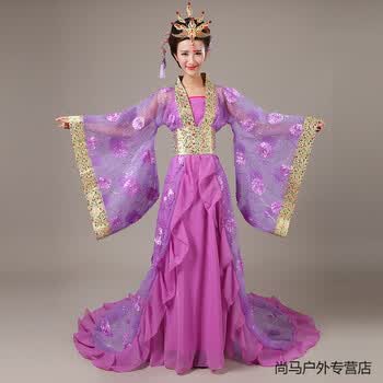 古装贵妃拖尾服装仙女唐装古代女式服装演出服汉服女公主舞蹈服装