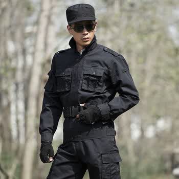保安作训服套装黑色特勤军警安保制服春秋装 劳保作战服 160