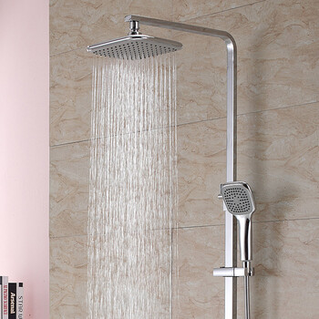 吉百顺 明管方形淋浴器花洒套装 全铜冷热淋雨花洒 ga31107