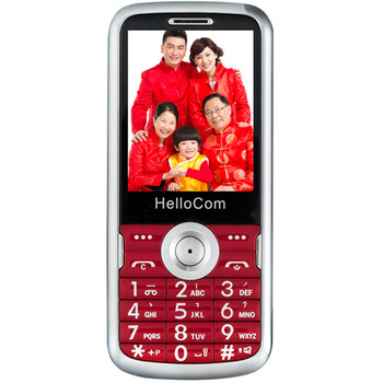 HelloCom Z213 电信2G 直板老人手机 红色