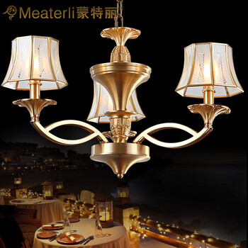蒙特丽 客餐厅卧室吊灯TT99 美式乡村全铜灯具(B) 3头(66*40)cm