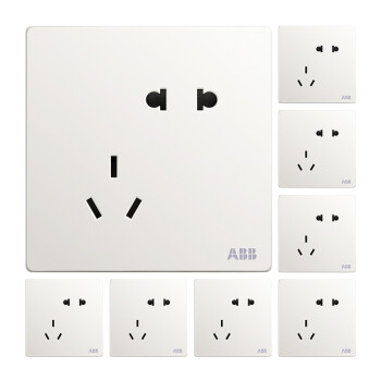 ABB 开关插座面板 10A五孔八只装 白色 AF205 *3件