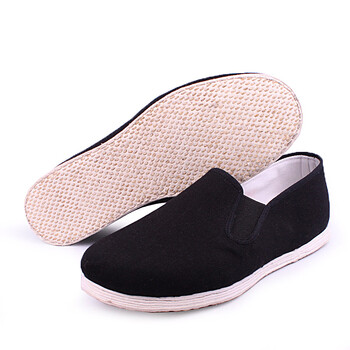 手纳千层底布鞋男传统中老年春秋休闲鞋吸汗透气mj 黑色手工布底 41