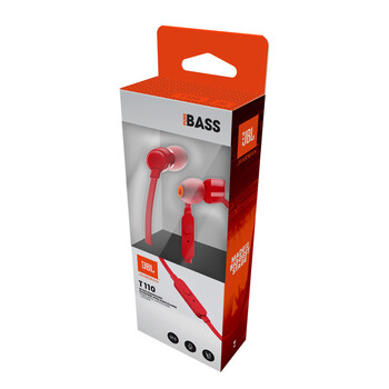 JBLT110有线耳机立体声入耳式耳麦 电脑游戏运动耳机 适用于3.5mm接口设备红色 JBLT110有线耳机立体声入耳式耳麦 电脑游戏运动耳机 适用于3.5mm接口设备红色