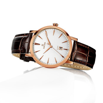 依波(ebohr)手表 时代元素系列时尚百搭皮带石英情侣表白色5018