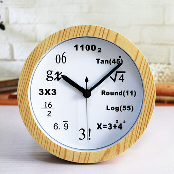 数学公式风格闹钟时尚超创意理工数字桌座时钟表木头闹钟静音 黑底