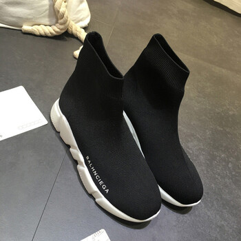 袜鞋春夏新款女鞋弹力袜子鞋休闲情侣运动鞋厚底女单鞋 黑色 36