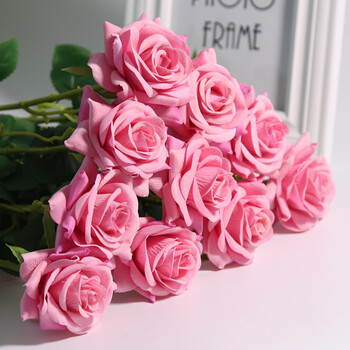 玫瑰花束单支假花塑料花绢花家居卧室装饰花室内插花摆件干花r 10支
