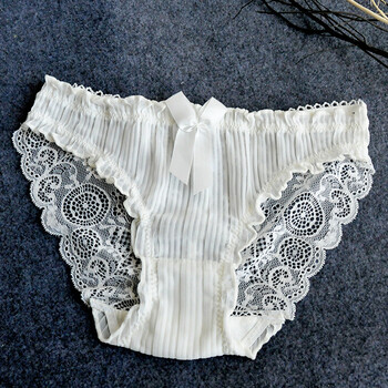 白色刺绣性感女士三角内裤镂空透明视蕾丝中低腰档超薄雷无痕 15号
