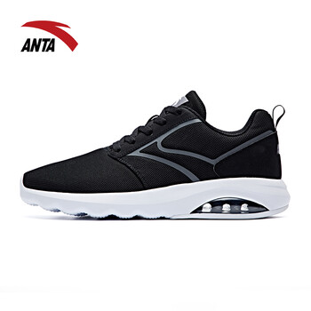安踏休闲鞋男鞋 2017秋季新款潮流时尚减震气垫鞋 男运动鞋跑步鞋 黑