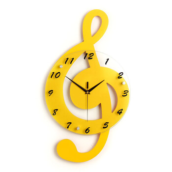 无痕免打孔创意时尚音符玄关餐厅金属表盘装饰客厅卧室静音儿童房钟表