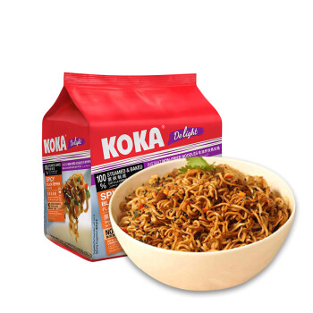 KOKA 可口方便面 湿捞黑椒快熟拉面 非油炸泡面 85g*4 新加坡进口