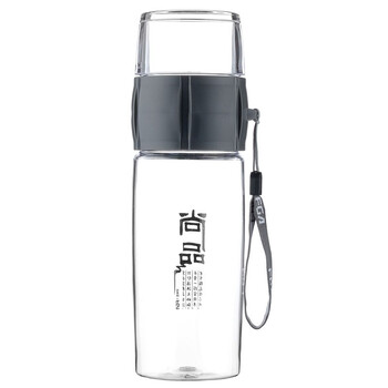 富光尚品泡茶师 便携塑料泡茶杯 带滤网独立茶仓水杯子FS6031-400 灰黑色