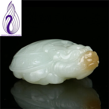 纤芸梦 和田玉白玉赑屃吊坠 男女款手工雕刻挂件 礼物