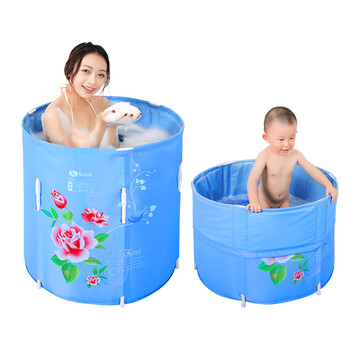 
                                        蜀丽康折叠泡澡桶 成人洗澡盆婴儿童塑料沐浴桶 套餐一蓝色70*68                
