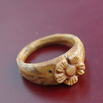 普生缘 桃木桃核戒指 小花