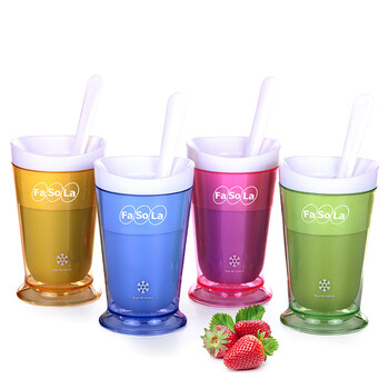 FaSoLa品牌自制冰淇淋冰沙杯 创意奶昔杯子 diy雪糕沙冰杯 纯净蓝250ml