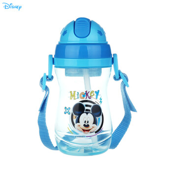 
                                        迪士尼/Disney宝宝饮水杯子防漏便携背带男女童喝水杯儿童水杯吸管杯 5855米奇蓝---300ML                