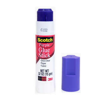 3M 胶棒 4支装 固体胶/固体胶棒/固体胶水 思高 PVP 办公用品学习文具COS遮眉 胶棒紫色变色 6115