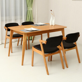 木轮餐厅家具 实木餐桌现代简约餐桌椅饭桌长方形桌子椅子北欧全纯