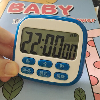 24小时计时器提醒器厨房器秒表大屏时钟磁铁 蓝色