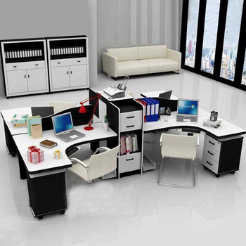 曲臣(quchen) 财务办公桌办公室家具创意板式高柜4人位职员办公桌椅