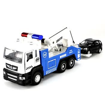 合金车模工程车道路清障车拖车高速公路救援车儿童男孩玩具车模型交通救援车蓝色 图片价格品牌报价 京东