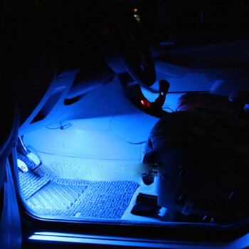 点烟器直插室内脚底灯内饰免改装 氛围灯 圆形 蓝色灯光