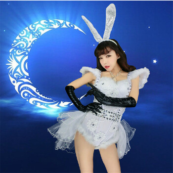 时尚性感烫钻夜店女ds舞蹈连体演出服舞台兔女郎表演服饰falk25 m