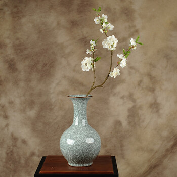 简约创意细脖花插 景德镇瓷器摆件饰品 花瓶瓷语 1支桃花白色