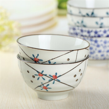 
                                        山田烧陶瓷碗套装 釉下彩(4.5英寸)米饭碗日式和风餐具(6只装) 混色装                