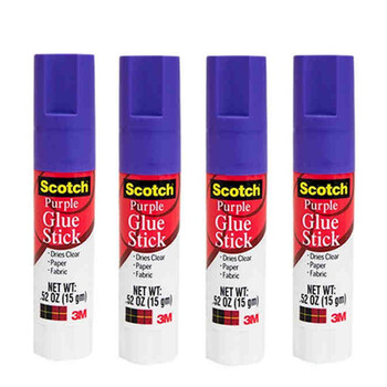 3M 胶棒 4支装 固体胶/固体胶棒/固体胶水 思高 PVP 办公用品学习文具COS遮眉 胶棒紫色变色 6115
