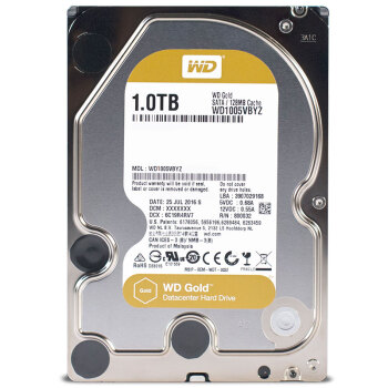 西部数据（WD）1TB 企业级机械硬盘 WD Gold 西数金盘 SATA 7200转128MB CMR垂直 服务器硬盘 3.5英寸WD1005VBYZ