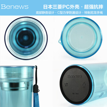 
                                        Benews美丽心情 夏天塑料水杯透明便携创意车载杯子 运动水杯男女士学生儿童带盖茶杯 单层杯(炭黑)                