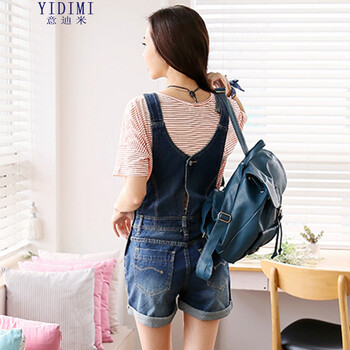 YIDIMI2016夏季新款俏皮韩版潮热学院风吊带连体牛仔背带短裤女W2-8781 图片色 M
