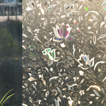 安贝易无胶静电磨砂玻璃贴膜窗户贴纸卫生间移门免胶窗贴防晒不透明 彩光郁金香 90厘米宽每米价格