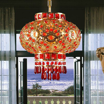 
                                        楼道大红水晶灯笼吊灯  玄关阳台 水晶 喜庆吊灯礼品吊灯 直径30CM                