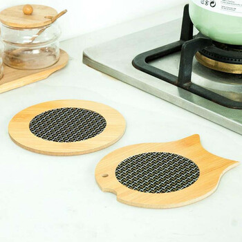 映源 竹木防烫餐垫厨房餐桌垫碗垫盘垫砂锅垫杯垫隔热垫 小鱼_ 8折