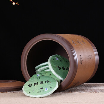 
                                        玖晟祥 宜兴紫砂茶叶罐 紫砂缸特大号茶叶桶 普洱茶缸粗陶存茶罐 深红山水大罐                